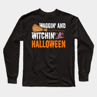Waggin' & Witchin' Dog on Halloween Long Sleeve T-Shirt